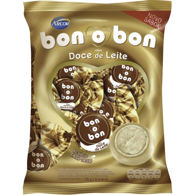 Bombom Arcor Bon o Bon Doce de leite 750g
