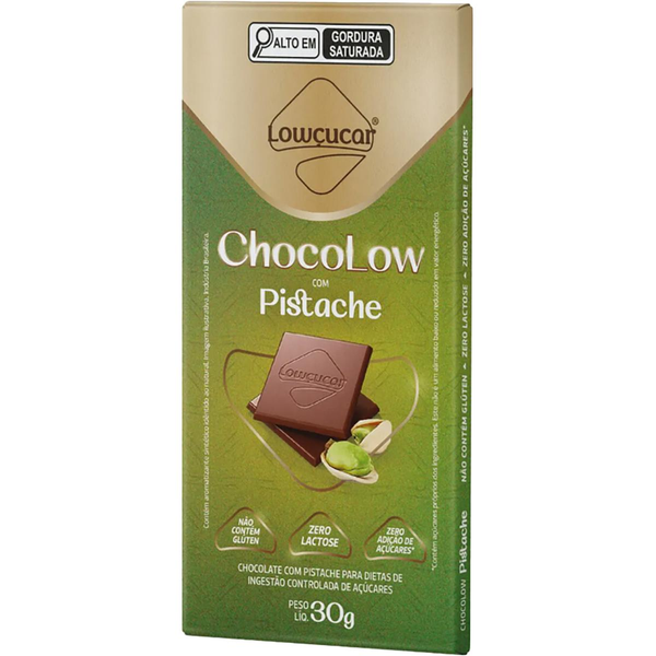 Chocolate Lowçucar 30g - Chocolow - Zero Açúcar - Pistache