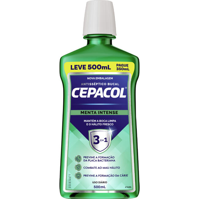 Antisséptico Bucal Cepacol Menta Intense LV 500ml PG 350ml