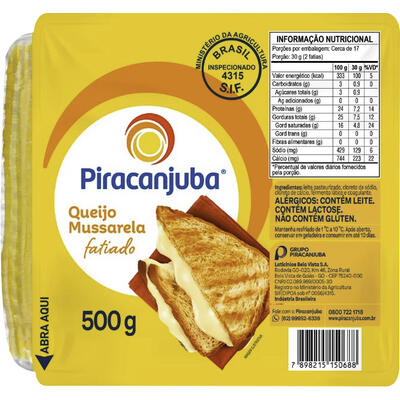Queijo Mussarela Piracanjuba Fatiado 500g