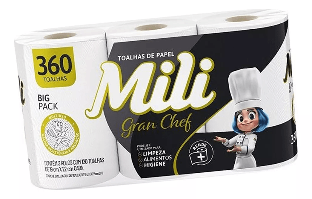 Toalha de Papel Mili Gran Chef 360 Folhas