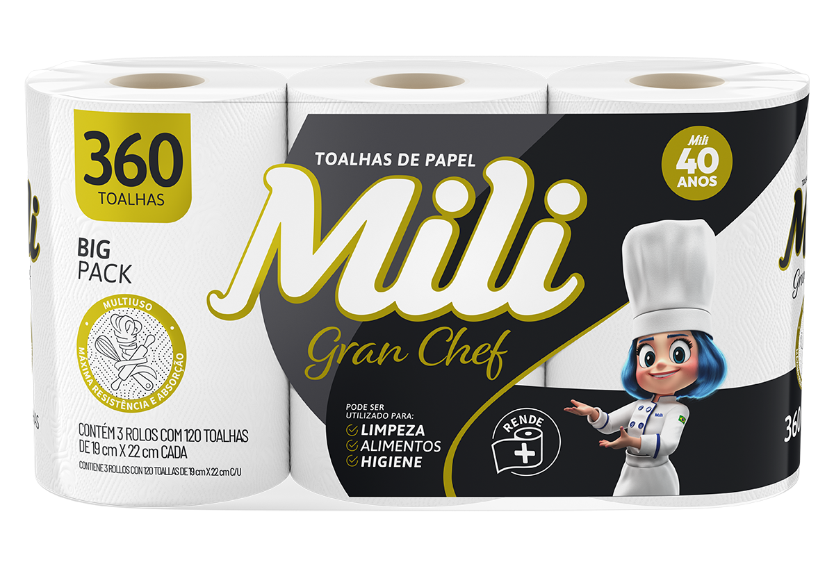 Toalha de Papel Mili Gran Chef 360 Folhas