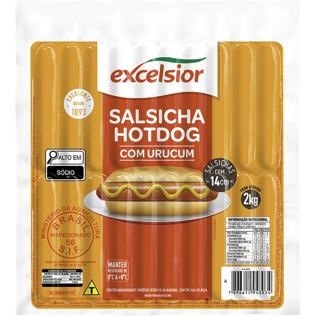 Salsicha Excelsior Resfriada Com Urucum 2kg