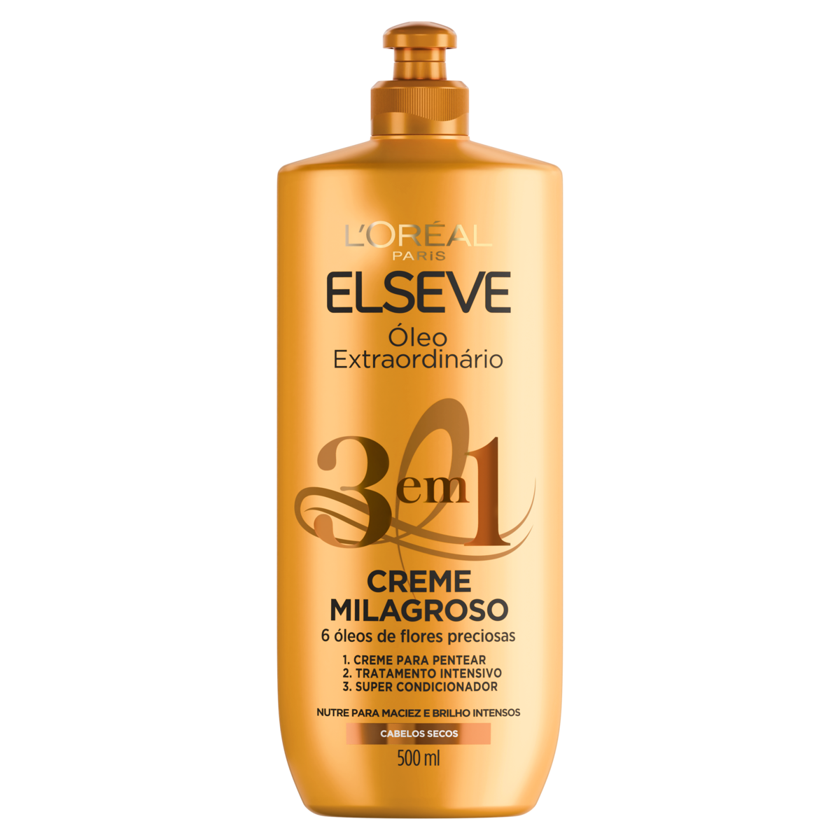 Creme Milagroso 3 em 1 Loréal Paris Elseve Óleo Extraordinário Frasco 500ml