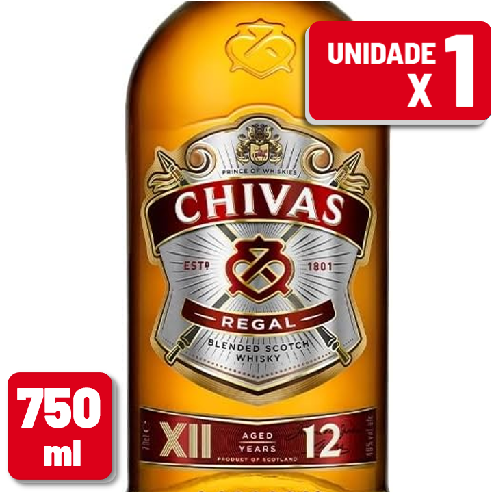 Whisky Chivas Regal 12 Anos Garrafa Vidro 750ml