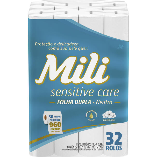 Papel Higiênico Sensitive Care Mili Folha Dupla 30m 32 r