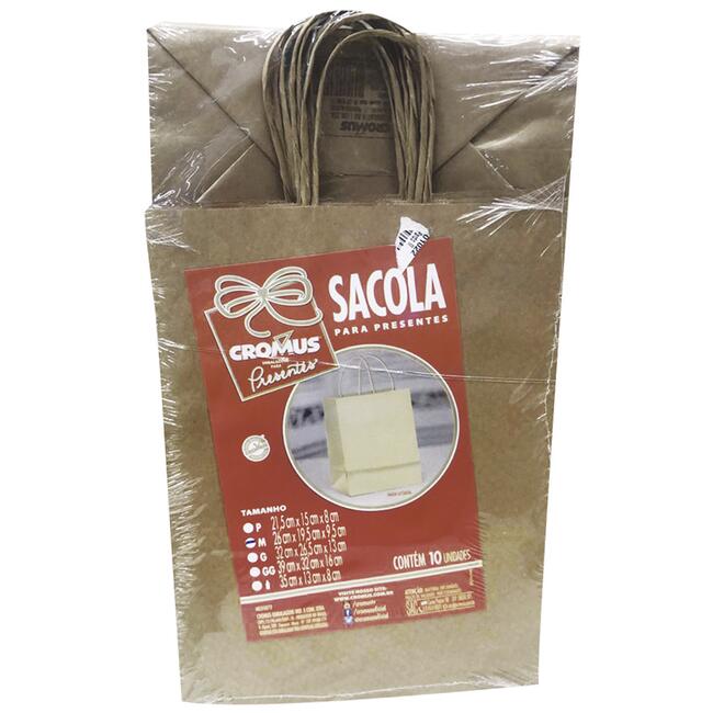 Sacola de Papel Kraft Cromus Médio 10 un