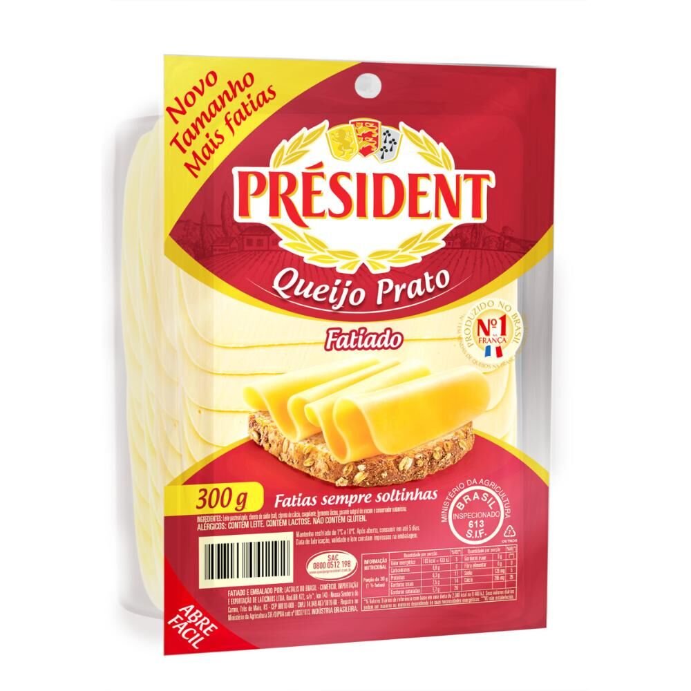 Queijo Prato Président Fatiado 300g