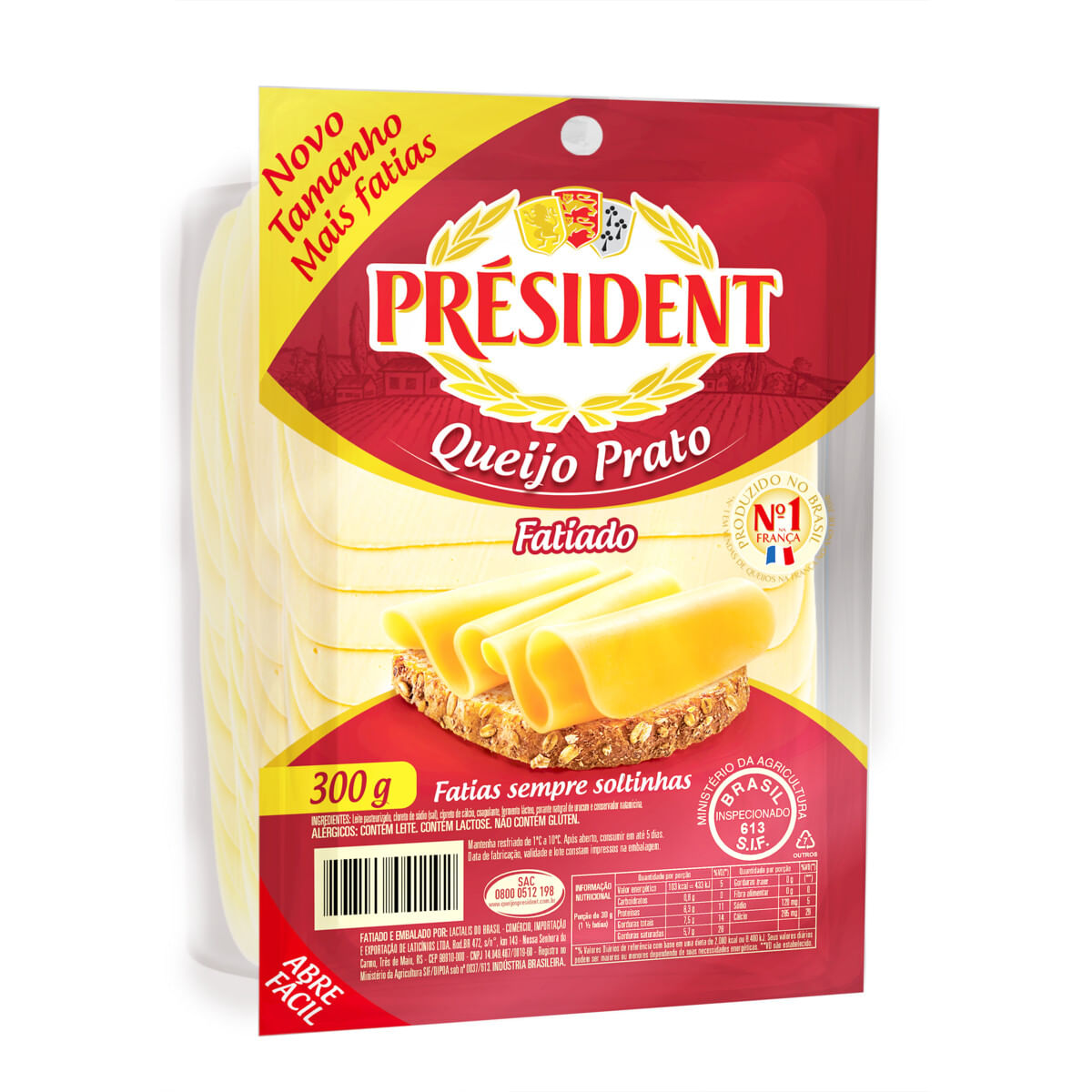 Queijo Prato Président Fatiado 300g