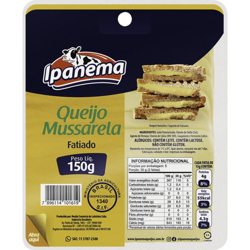 Queijo Mussarela Ipanema Fatiado 150g