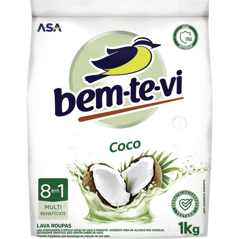 Lava Roupas em Pó Bem-te-vi Coco 1kg