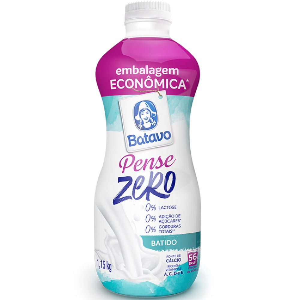 Iogurte Batavo Desnatado Pense  Zero Lactose Garrafa 1,15kg Embalagem Econômica