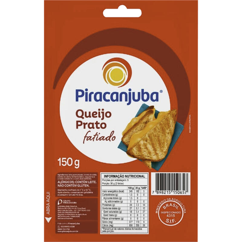 Queijo Prato Piracanjuba Fatiado 150g