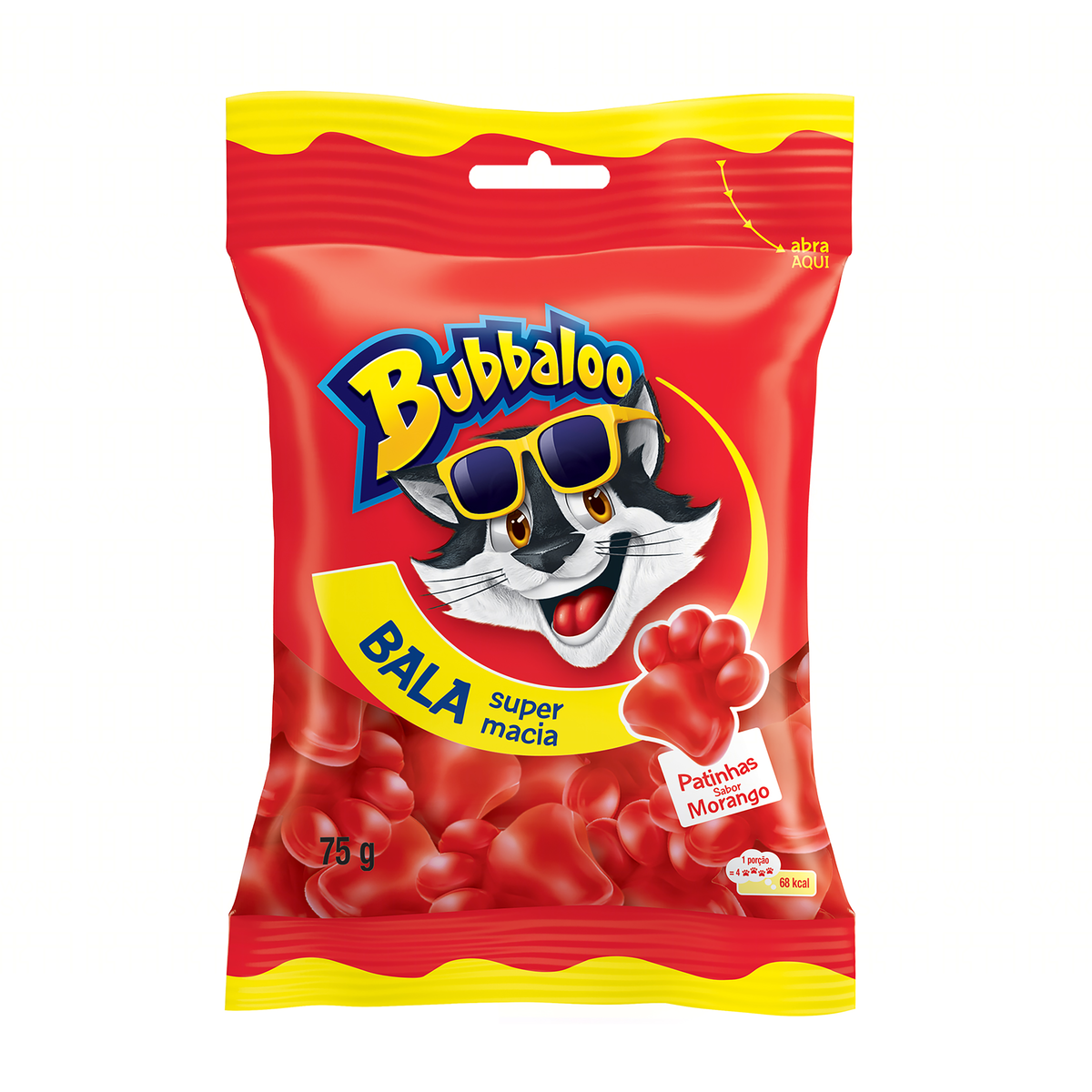 Bala Macia Bubbaloo Morango 75g
