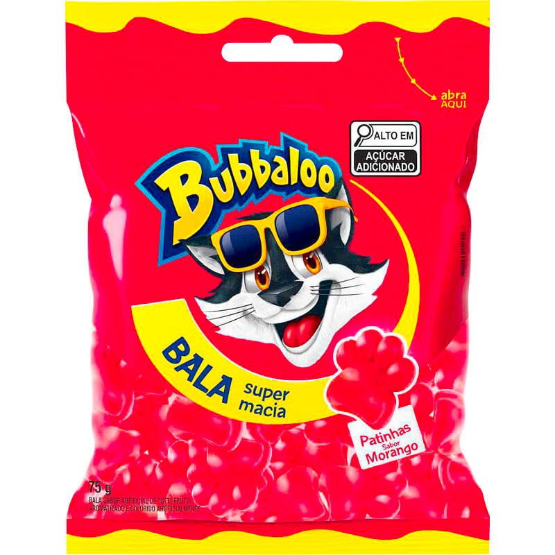 Bala Macia Bubbaloo Morango 75g