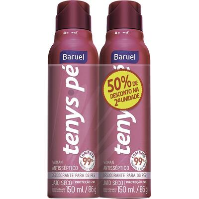 Desodorante Jato Seco Tenys Pé Baruel Woman 2x150ml