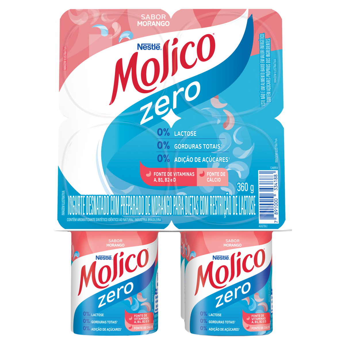 Iogurte NESTLÉ  Molico® Polpa de Morango 360G com 4 unidades