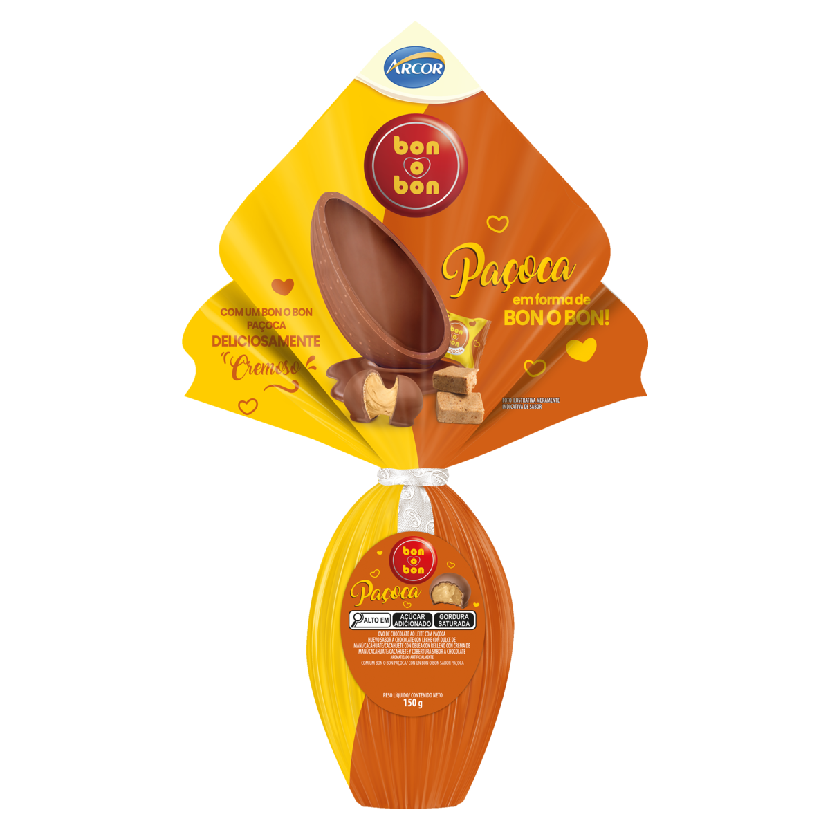 Ovo de Páscoa ao Leite Bon o Bon Paçoca Arcor 150g