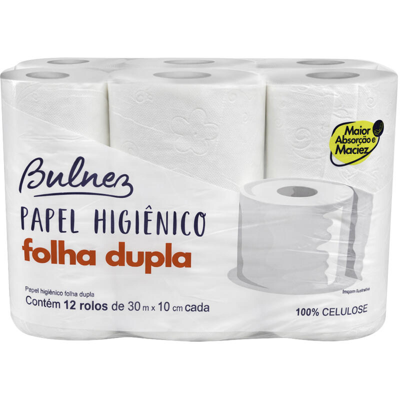 Papel Higiênico Bulnez Folha Dupla 30m 12 rolos