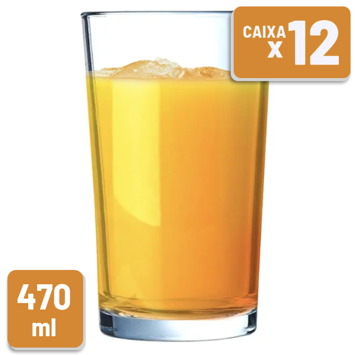 Copo de Vidro Temperado Pint Americano Empilhável 470ml Caixa c/ 12 Un