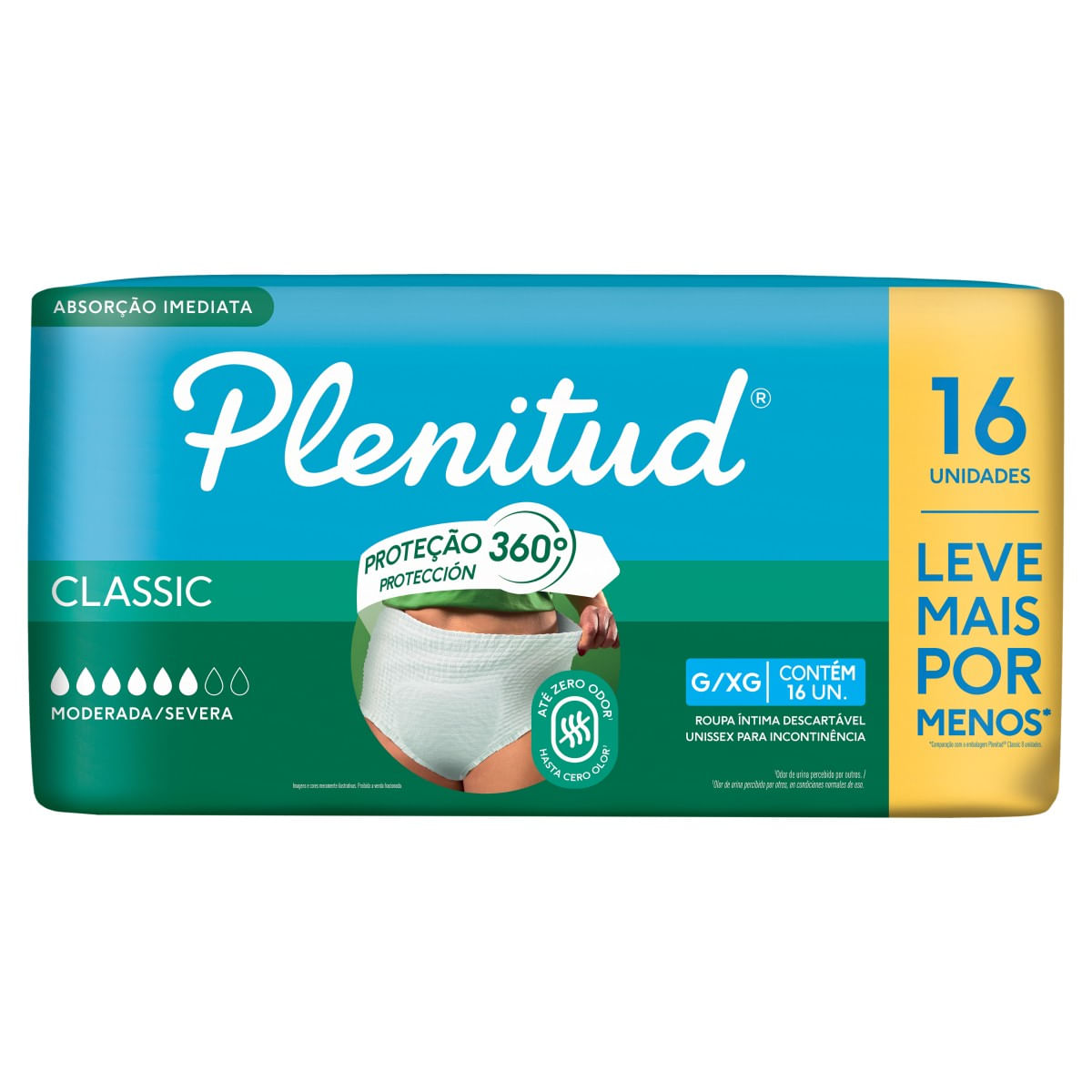 Roupa íntima PLENITUD Classic Intensa g/xg Com 16 Unidades Leve mais por menos