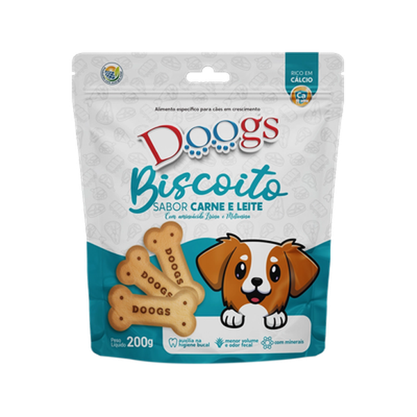 Biscoito Doogs 200g - Tradicional - Carne e Leite