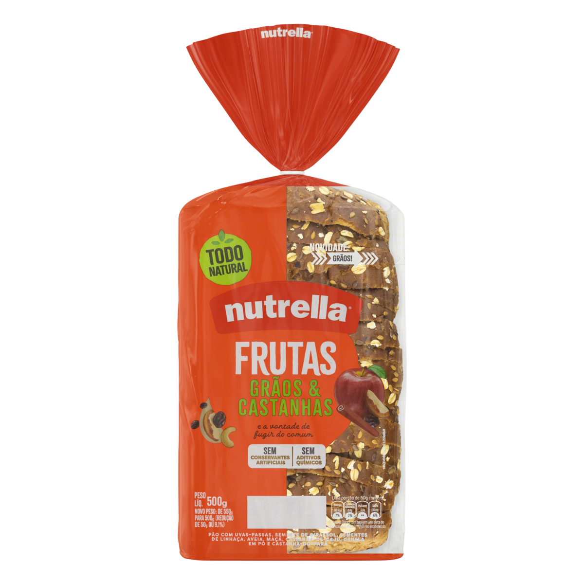 Pão De Forma Frutas Grãos E Castanhas 550G