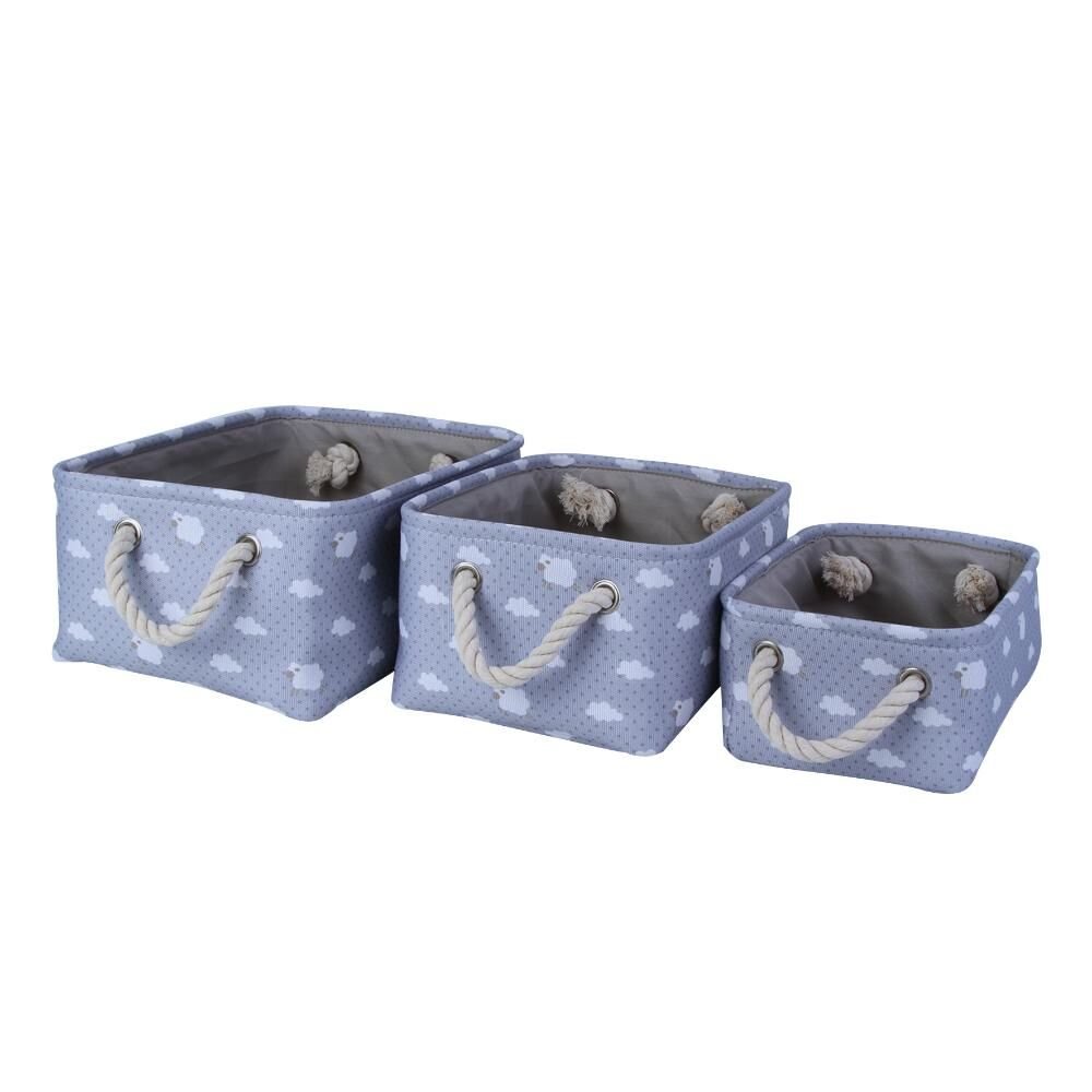 Conjunto De Cesto A\BABY Algodão Com Alça Quadrado Com 3 Peças Ovelha