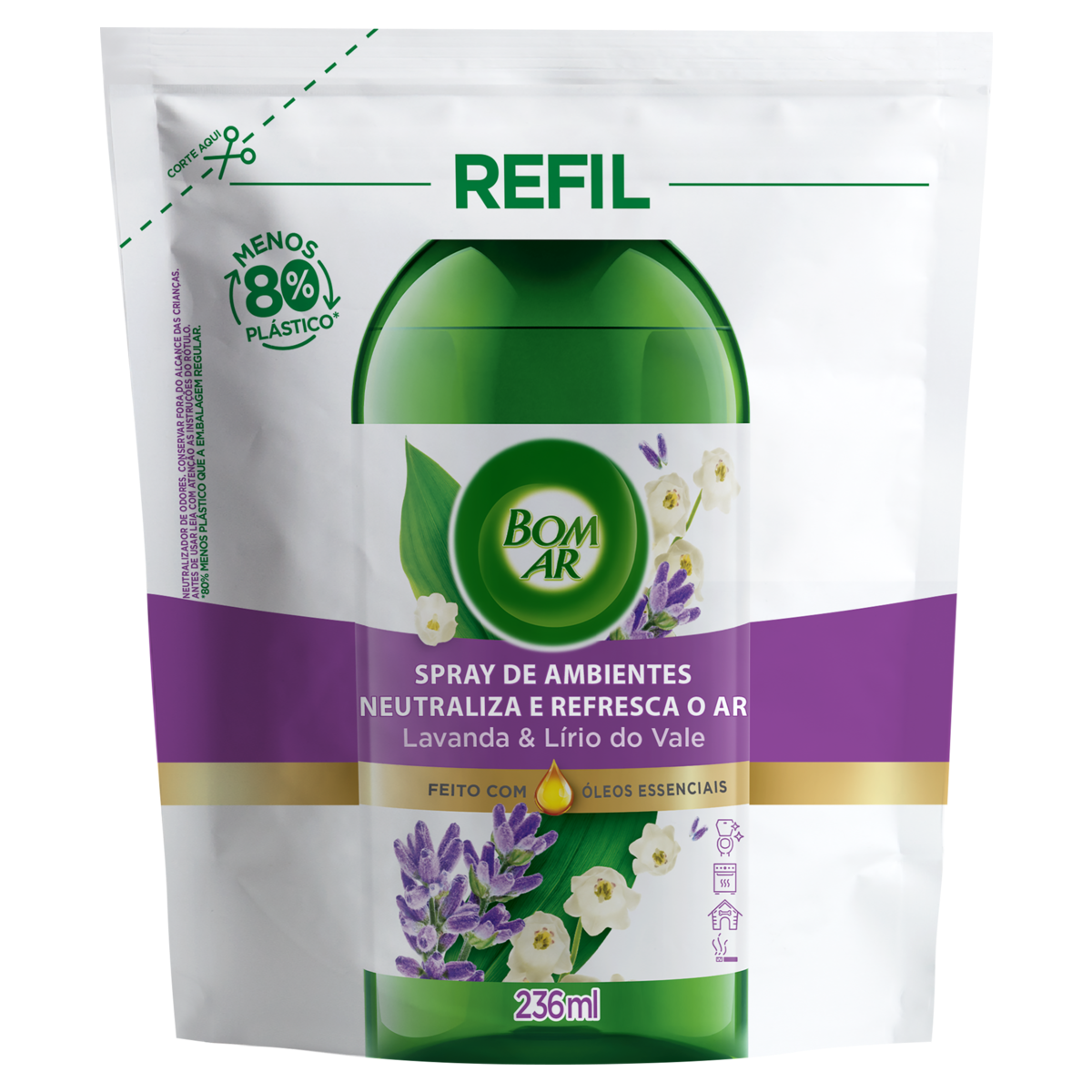 Desodorizador BOM AR Refil De Ambientes Lavanda 236ml