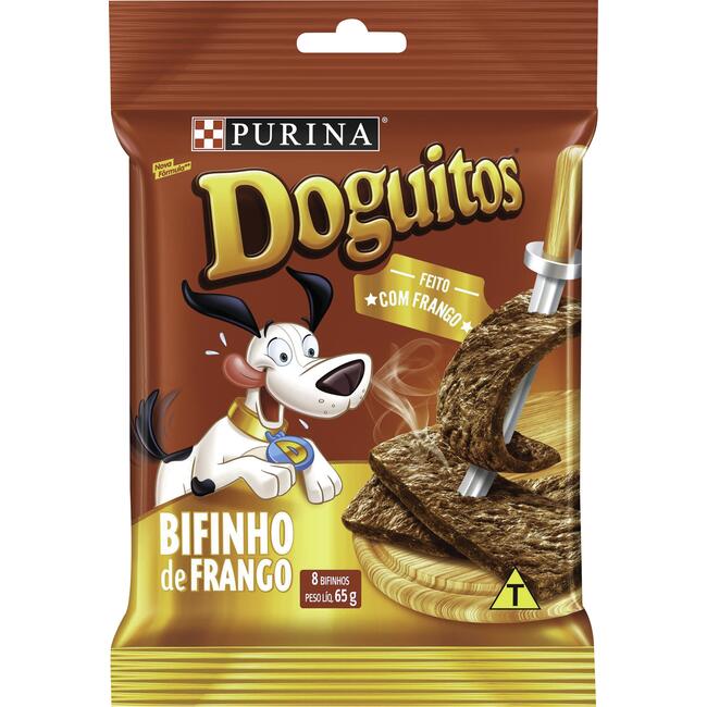 Petisco Doguitos Para Cães Bifinho de Frango Pacote 65g