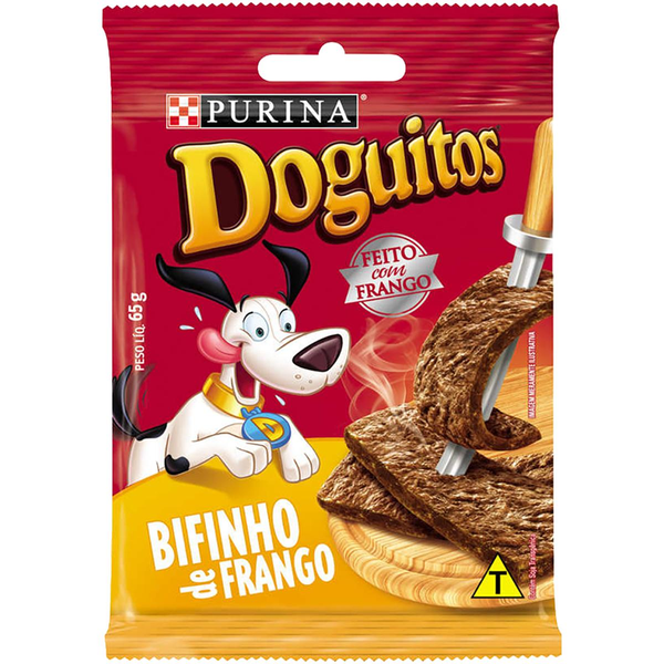 Petisco Doguitos Para Cães Bifinho de Frango Pacote 65g