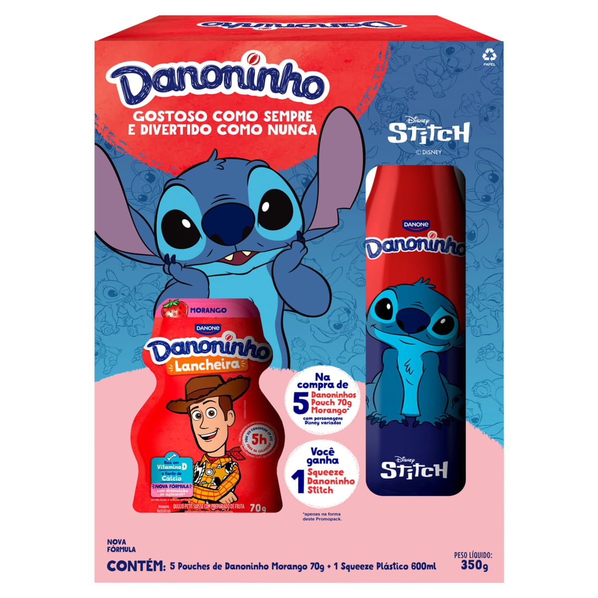 Petit Suisse DANONINHO Lancheira Morango 350g Grátis Squeeze Stitch