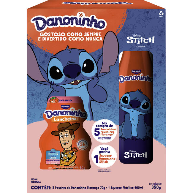 Petit Suisse DANONINHO Lancheira Morango 350g Grátis Squeeze Stitch