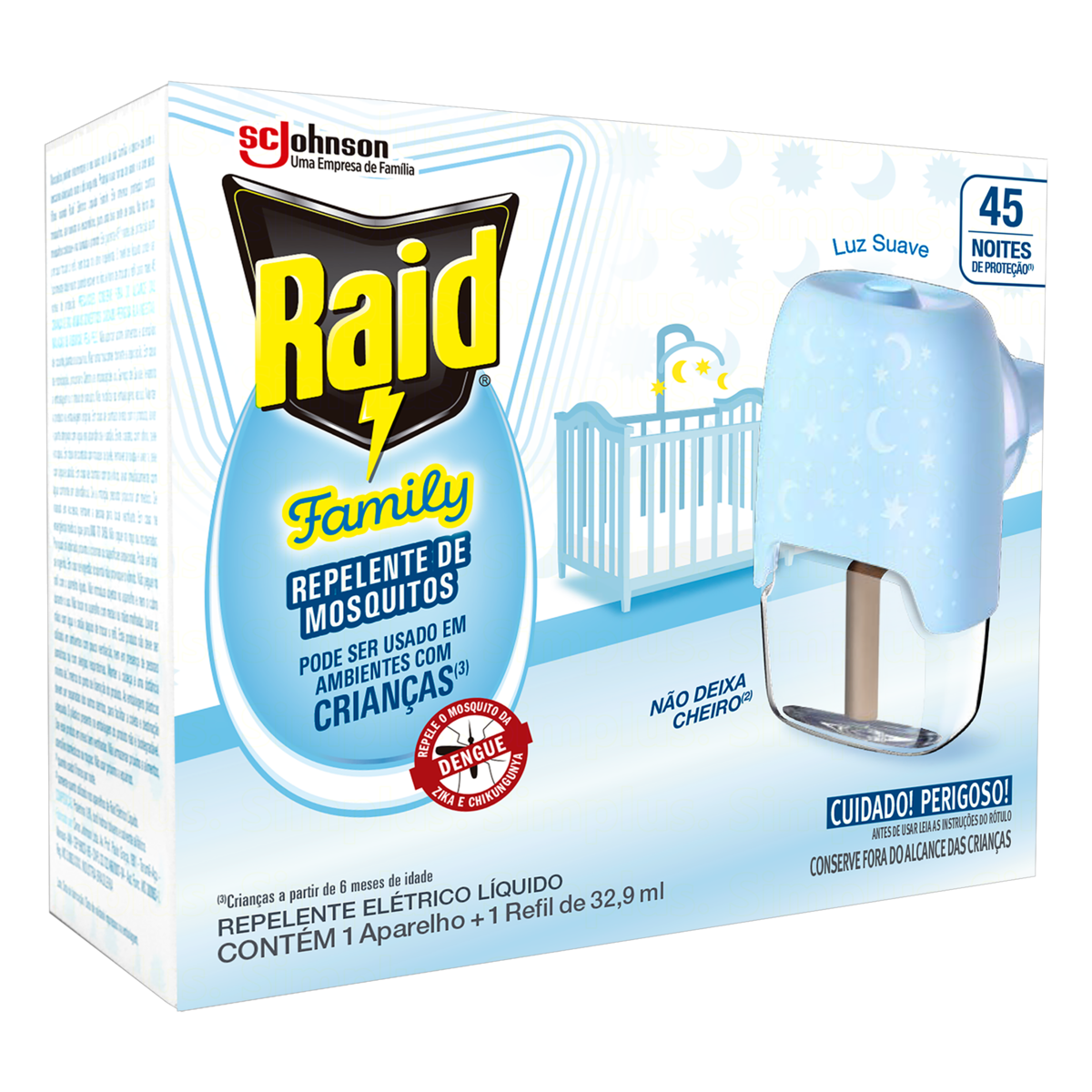 Repelente Elétrico Raid Family 45 Noites Com Refil 32.9ml