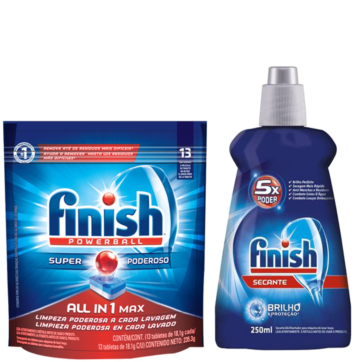 Kit FINISH - Detergente em Tabletes para Lavar Louça + Secante Líquido de 250ml 