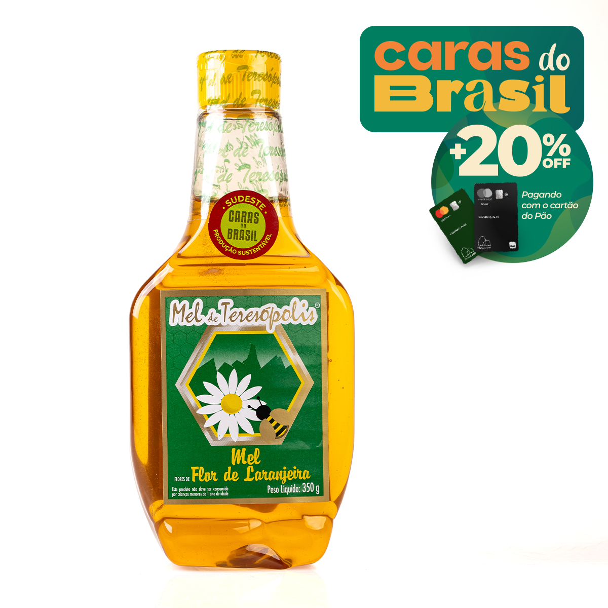 Mel de Flor de Laranjeira Teresópolis - Caras do Brasil Bisnaga 350g