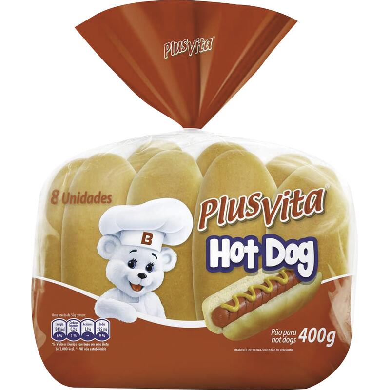 Pão de Hot Dog Plusvita 400g
