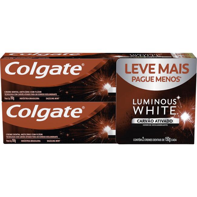 Creme Dental Colgate Luminous Carvão 2x150g