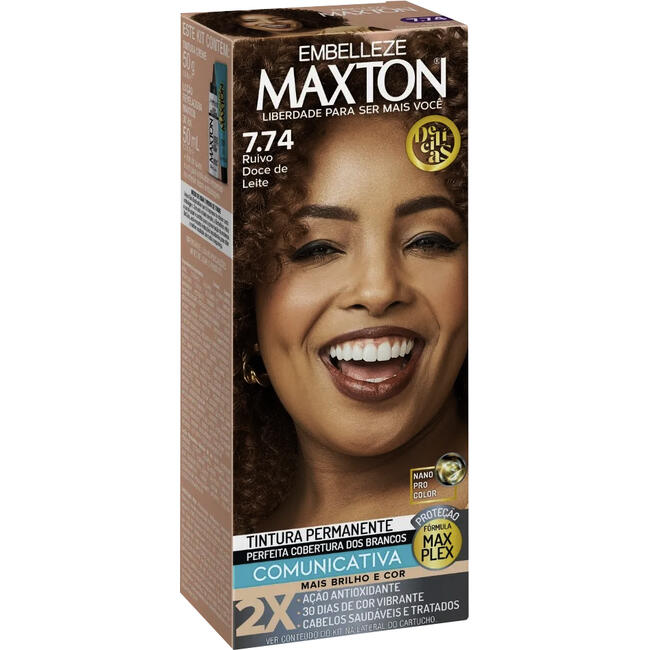 Tintura para Cabelo Maxton 7.74 Ruivo Doce de Leite 1kit
