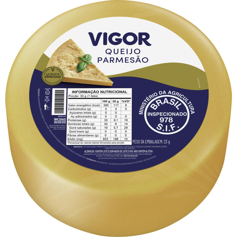 Queijo Parmesão Vigor Preço por quilo na peça