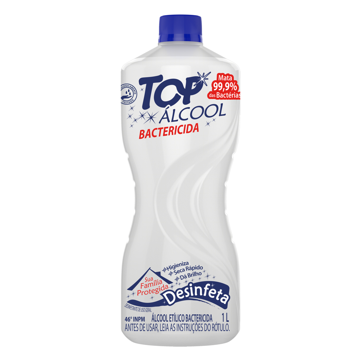 Álcool Líquido 46º INPM Bactericida Top Álcool Frasco 1l