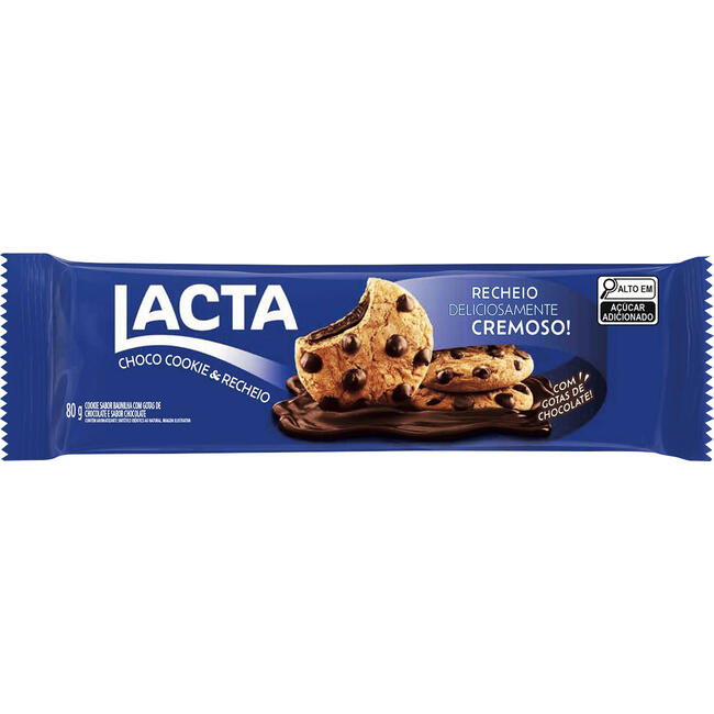 Biscoito Cookie Recheado Lacta Chocolate 80g