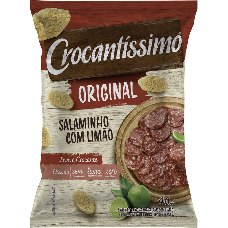Snack Crocantíssimo  Salaminho com Limão Crocantíssimo Pacote 40g