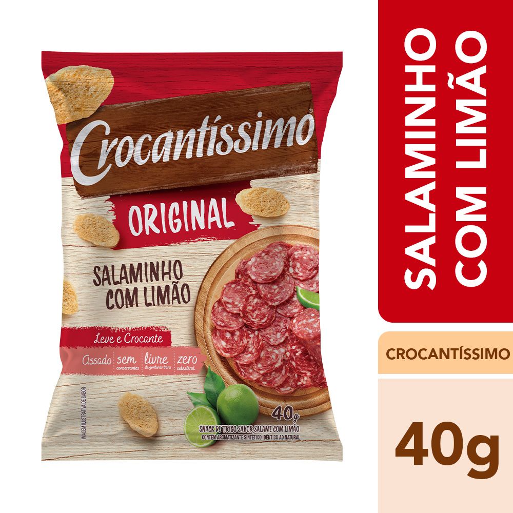 Snack Crocantíssimo  Salaminho com Limão Crocantíssimo Pacote 40g