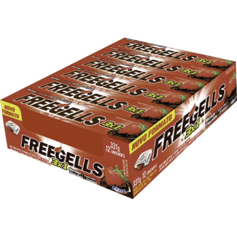 Drops Freegells 3x1 Morango 12 un
