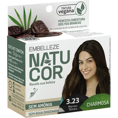 Tintura para Cabelo Natucor 3.23 Marrom Tâmara 1kit