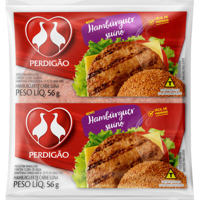 Hambúrguer Perdigão Congelado Carne Suína 56g
