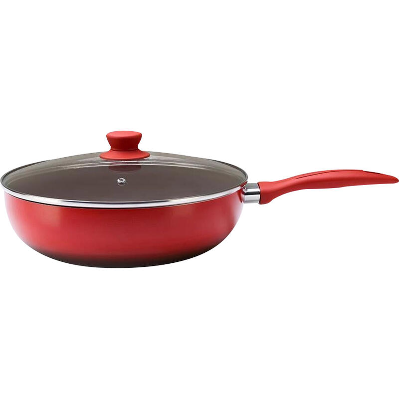 Frigideira com Tampa Wok Brinox Easy Vermelha 28cm Un