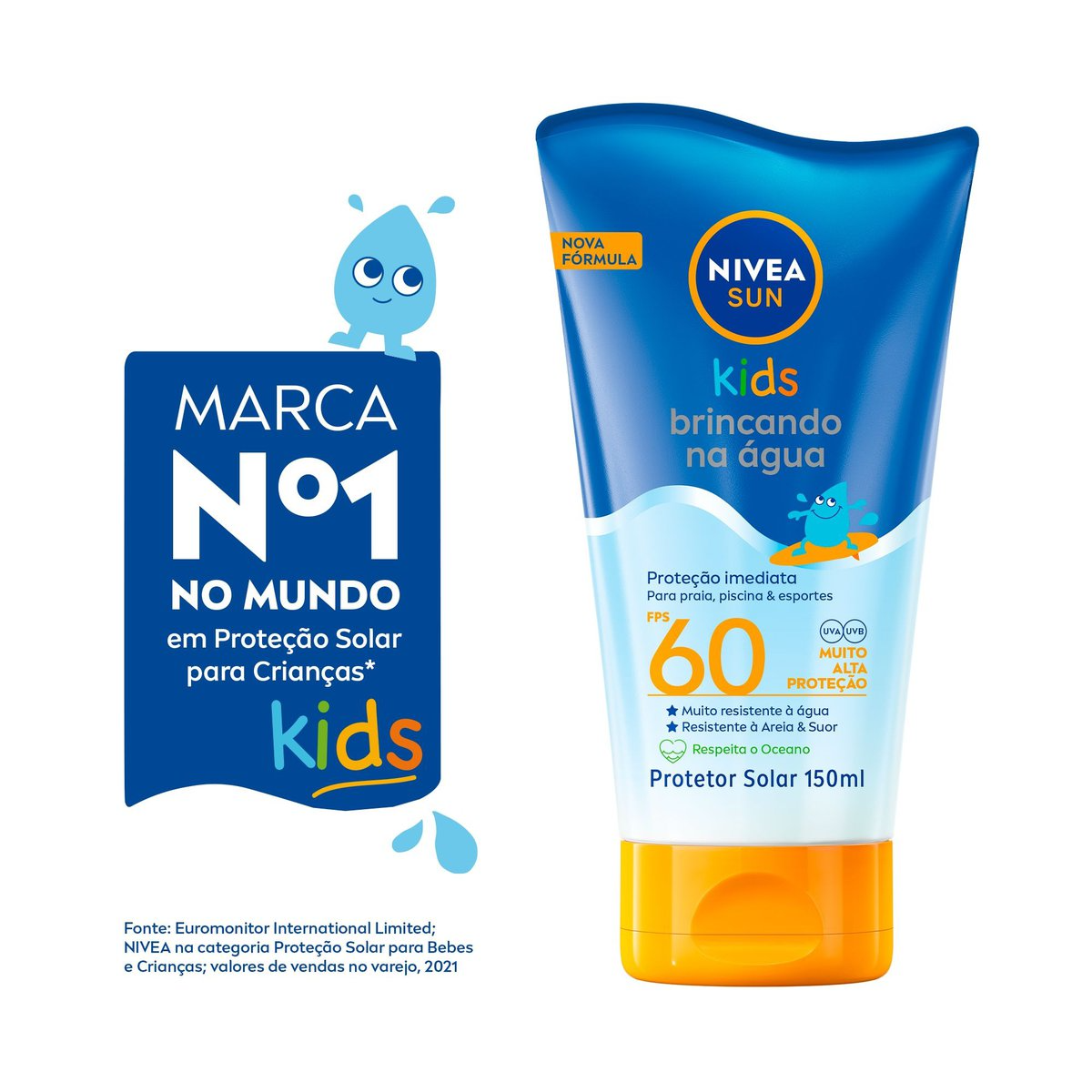 Protetor Solar FPS 60 Nivea Sun Kids Bisnaga 150ml