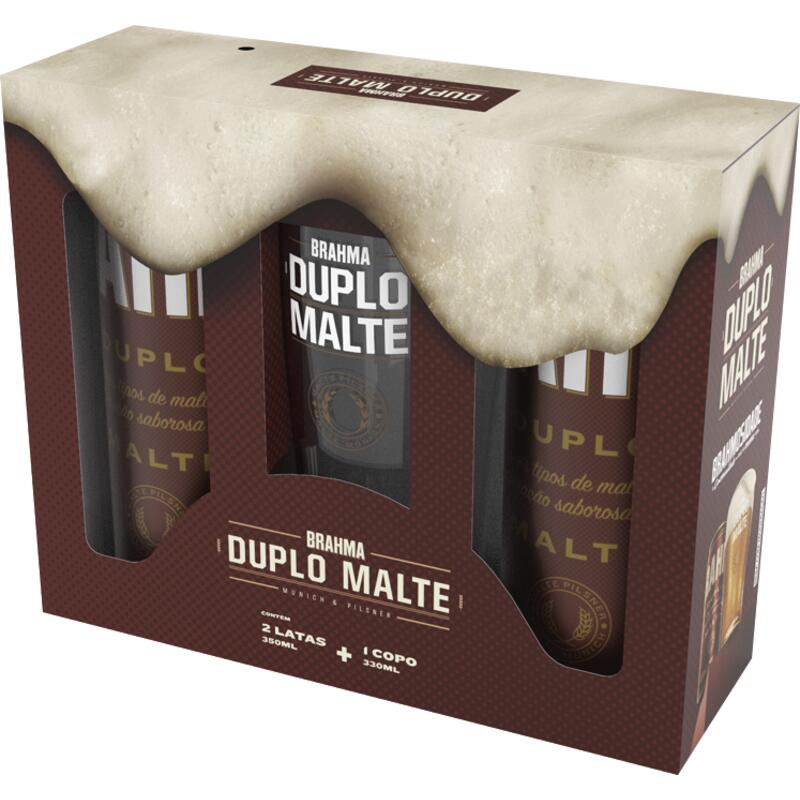 Kit Cerveja Brahma Duplo Malte + 1 copo un